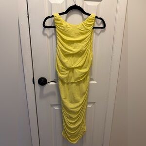 ALICE+OLIVIA BY STACY BENDET YELLOW RUCHED DRESS (size 6)